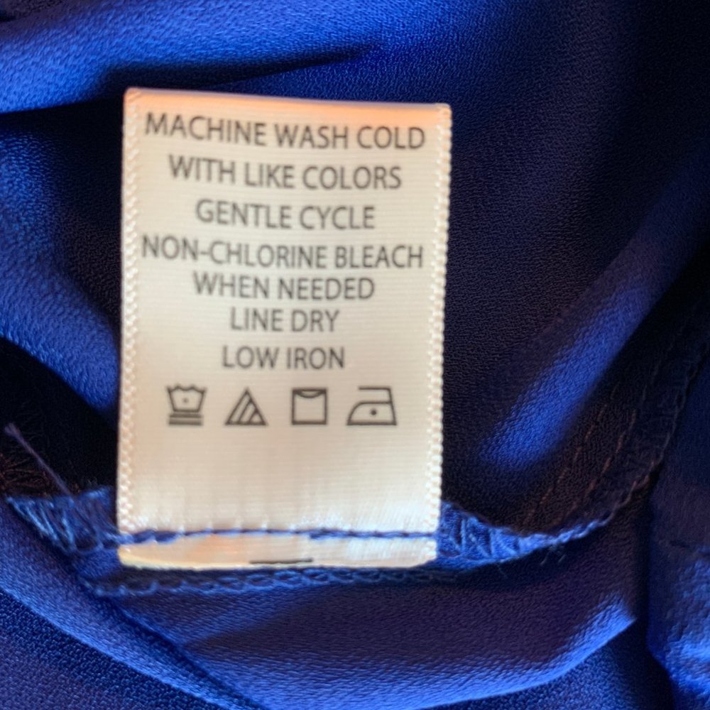 NWT Max Studio Cobalt Blue Ruffle Cap Sleeve Blouse Women’s Small - Picture 3 of 7